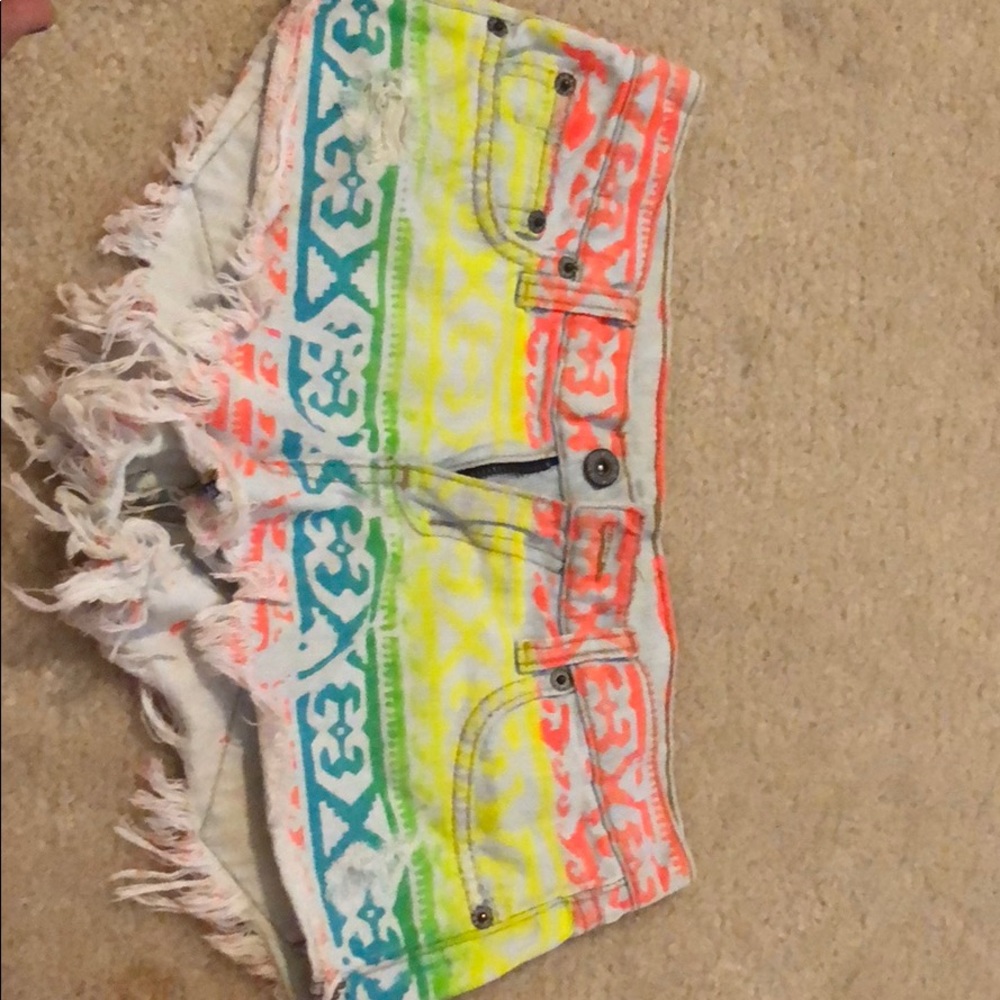 LF printed jean shorts